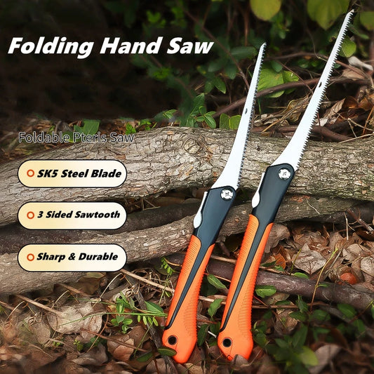 Manual Folding Saw,SK5 Steel One-Button Folding Design Hand Saw,Ergonomic Non-Slip Grip Handle,Sharp Cutting Wood,Garden Saw