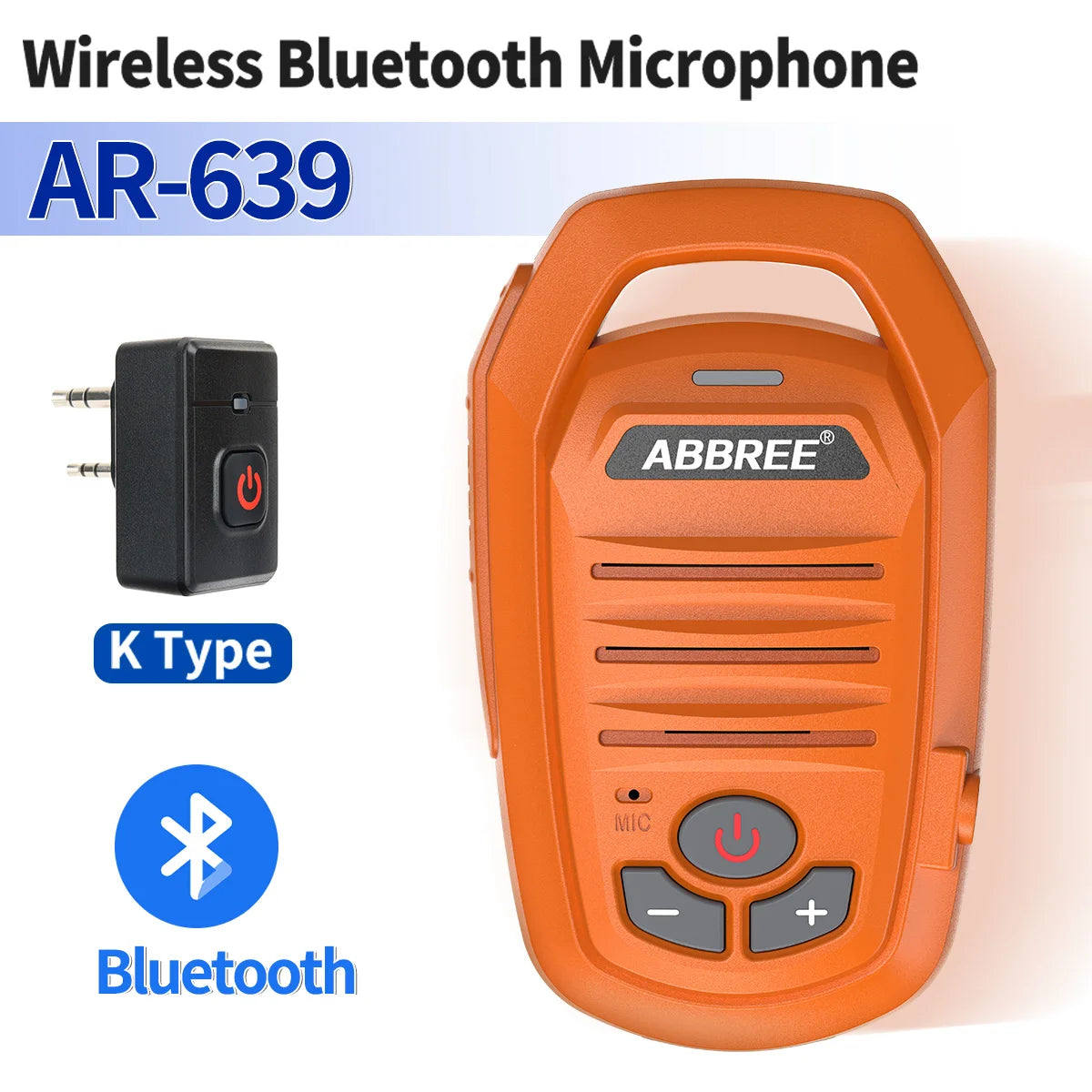 ABBREE Wireless Bluetooth Speaker Microphone Handheld Mic Type-C High Power Baofeng UV-5RH 21 Quansheng UV-K5(8) Walkie Talkie