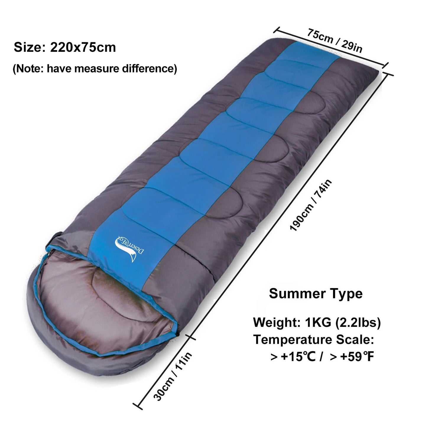 Desert&Fox Camping Sleeping Bag Lightweight 4 Season Warm & Cold Envelope Backpacking Sleeping Bag for Outdoor Traveling Hiking