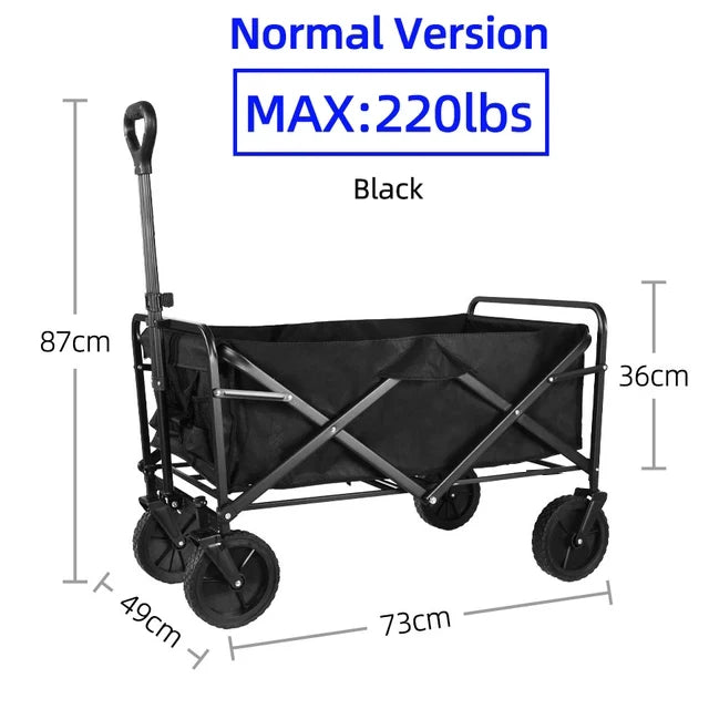 Collapsible Folding Utility Beach Cart Wagon Heavy Duty Large Capacity Fold Wagon Ourdoor Trolley Portable Garden Camping Cart