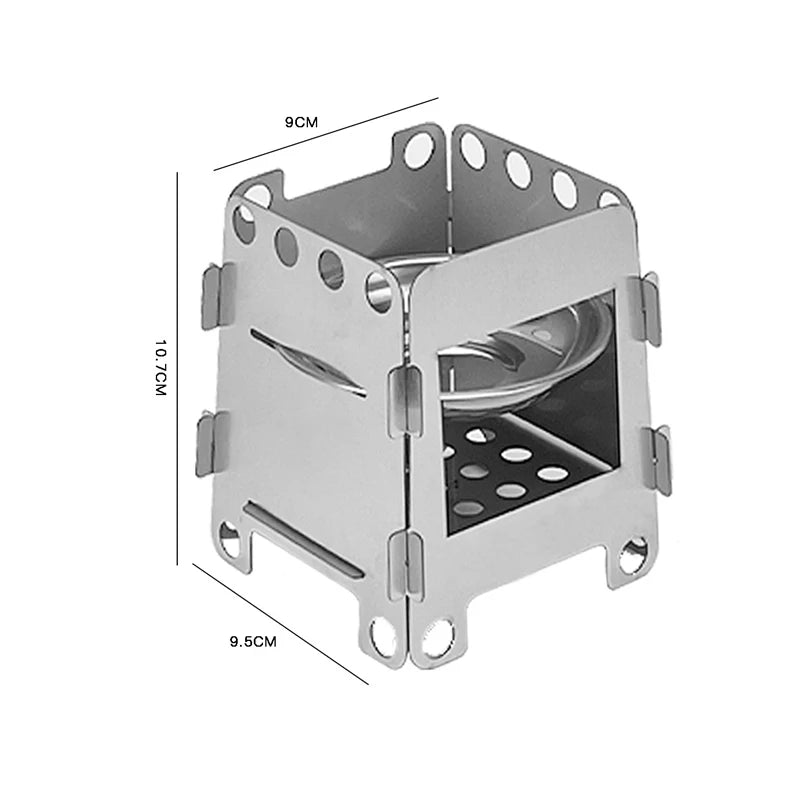 Camping Furnace Wood Stove Alcohol Stove Stainless Steel Portable Camping Stove Outdoor Stove Camping Equipment Cooking Hiking