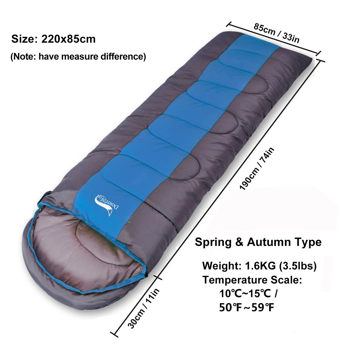 Desert&Fox Camping Sleeping Bag Lightweight 4 Season Warm & Cold Envelope Backpacking Sleeping Bag for Outdoor Traveling Hiking