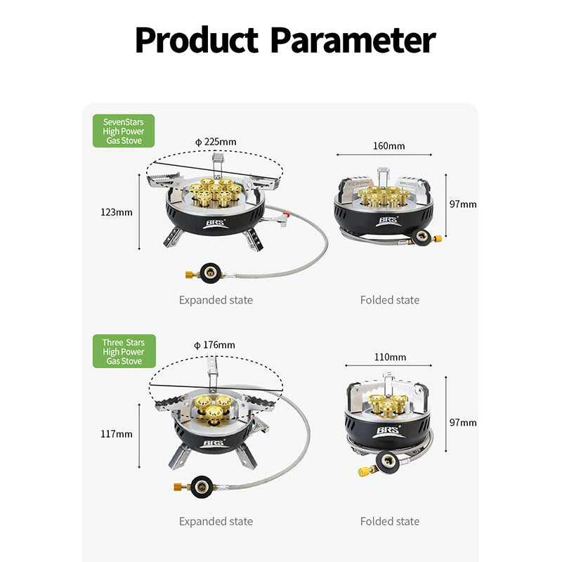 BRS 3/7-Core Camping Gas Stove High Power Portable Tourist Burner Outdoor Electronic Ignition Camping Furnace Picnic Equipment