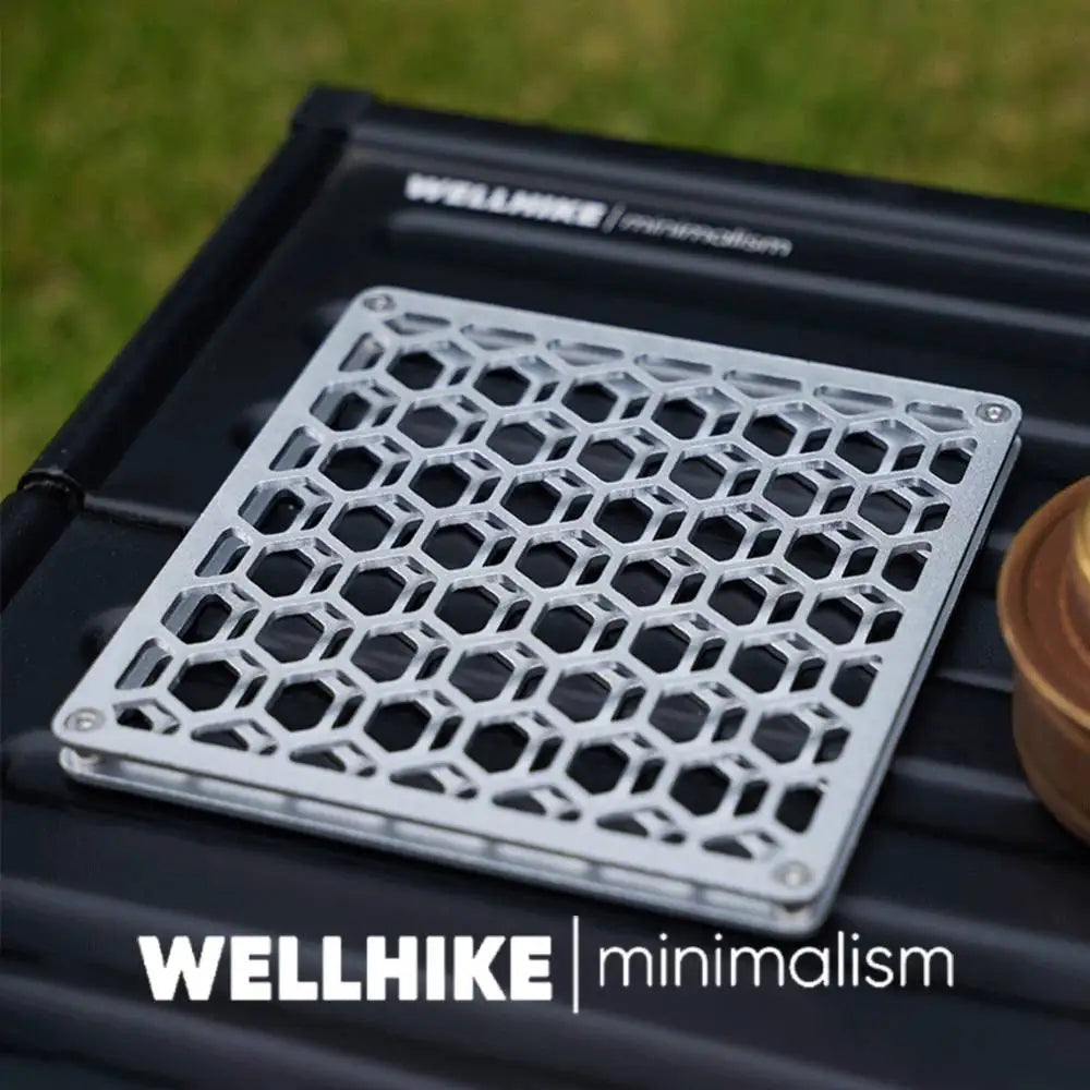 WELLHIKE Double Layer Camping Insulation Mat Aluminum Alloy Outdoor Square Coaster Metal Tableware Mat Supplies for Hot Dish Pot