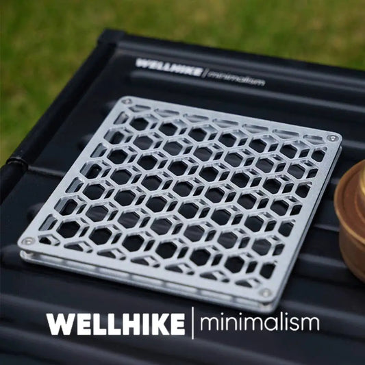 WELLHIKE Double Layer Camping Insulation Mat Aluminum Alloy Outdoor Square Coaster Metal Tableware Mat Supplies for Hot Dish Pot