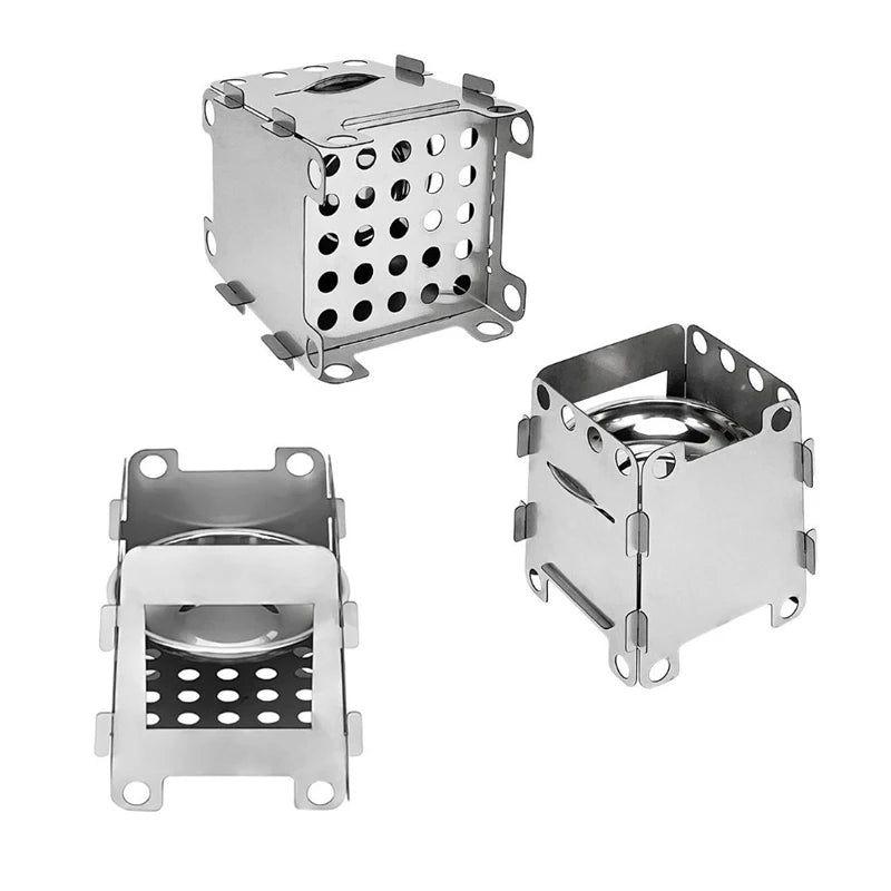 Camping Furnace Wood Stove Alcohol Stove Stainless Steel Portable Camping Stove Outdoor Stove Camping Equipment Cooking Hiking