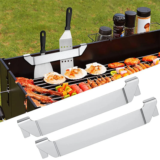 LMETJMA Stainless Steel Griddle Spatula Stand Grill Barbecue Tool Rack Hold Rack Griddle Accessories Holder Clip JT44
