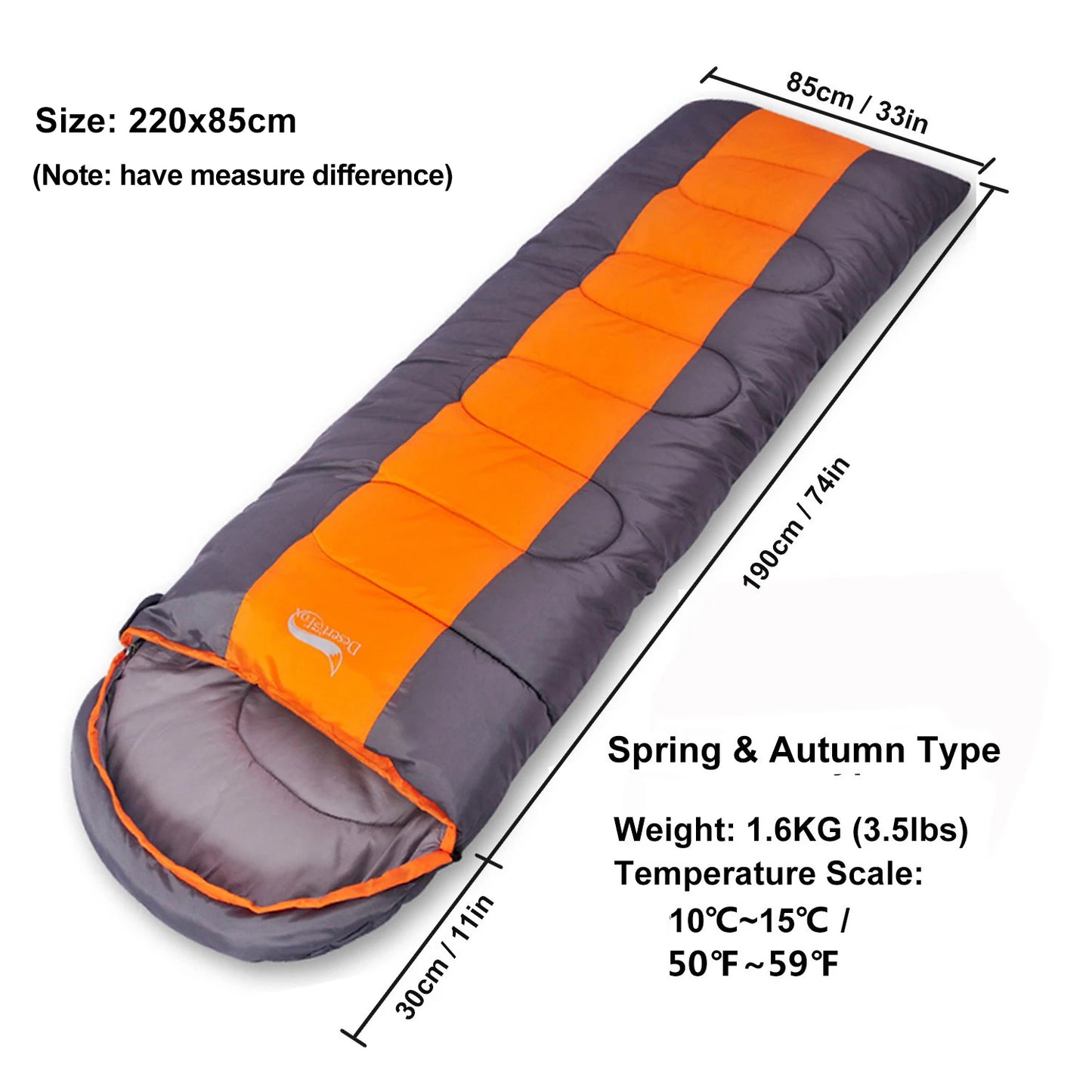 Desert&Fox Camping Sleeping Bag Lightweight 4 Season Warm & Cold Envelope Backpacking Sleeping Bag for Outdoor Traveling Hiking