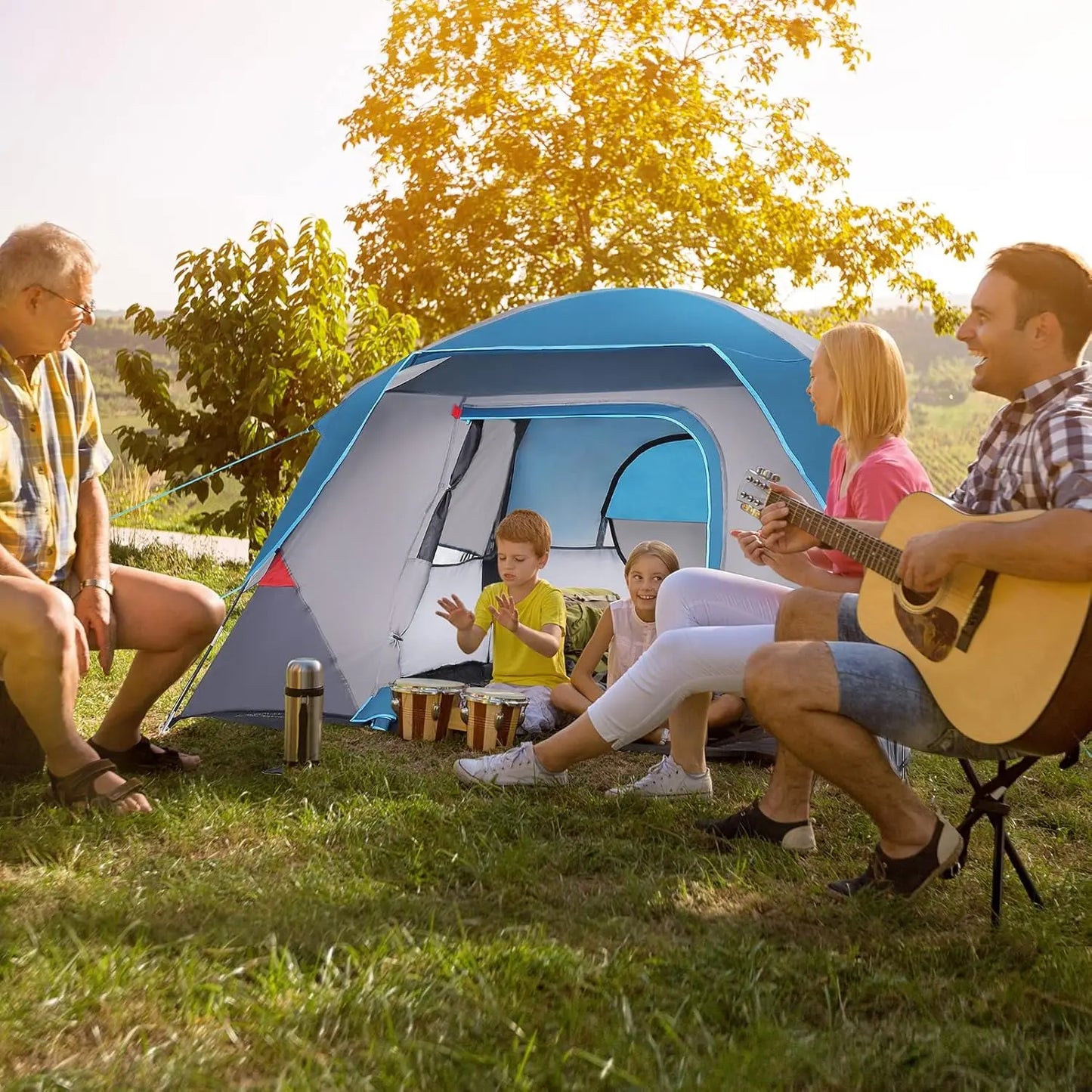 Camping Tent Easy Set up Outdoor Camping Tent 4 Person and 6 Person for Hiking Backpacking Traveling Outdoor 2.8ft (L) x 7ft (W)