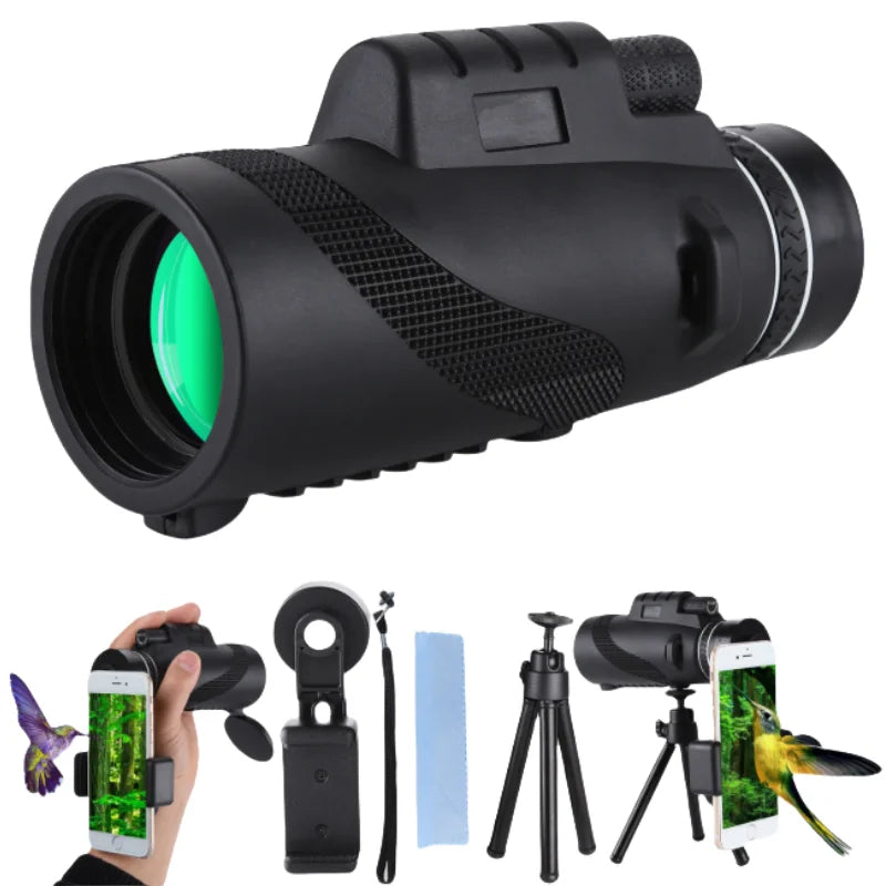 80x100 Portable Zoom HD 5000M Folding Remote Mini Powerful Telescope Suitable for Hunting, Sports Outdoor Camping and Travel