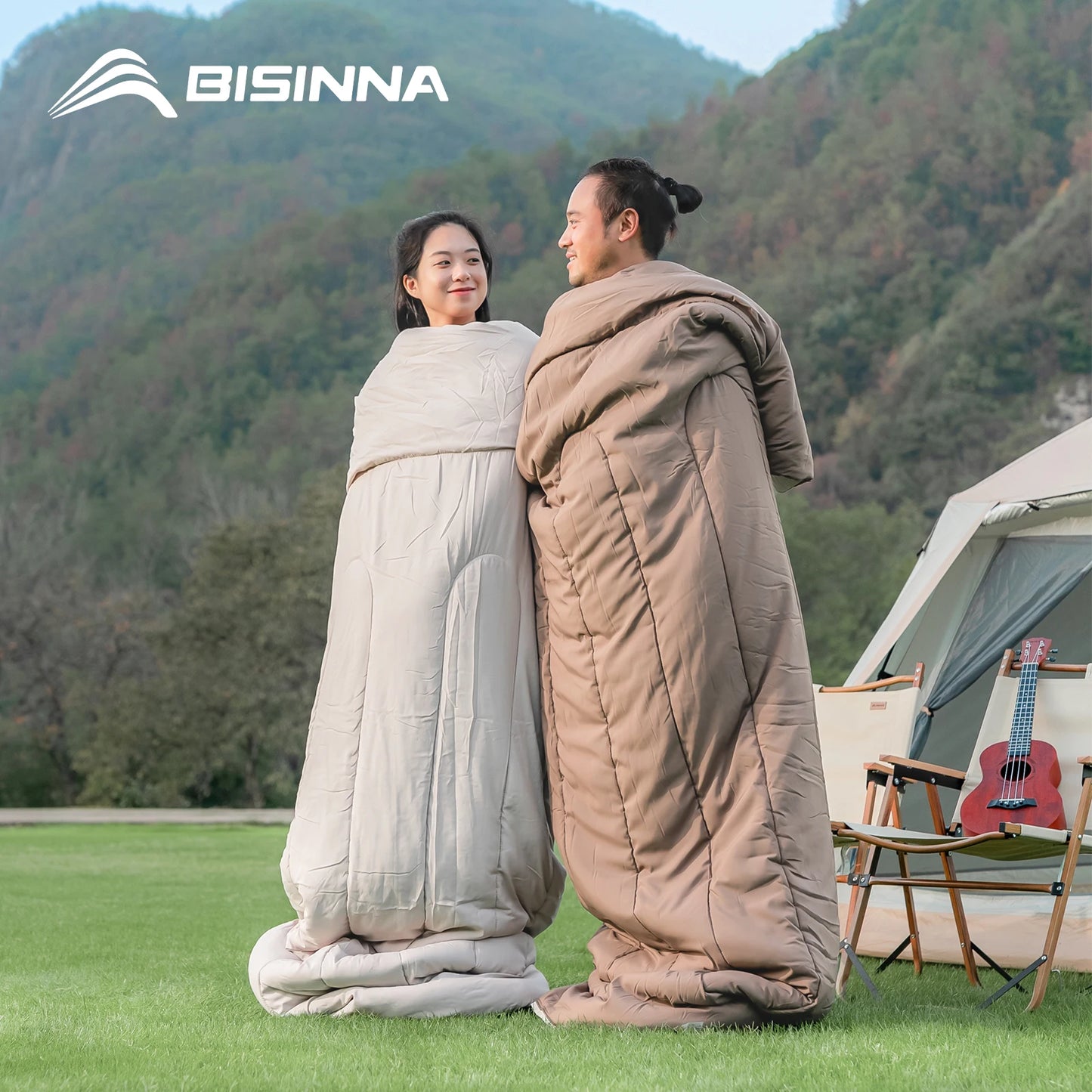 BISINNA 2 Person Camping Sleeping Bag Portable Detachable Sleeping Bag for Travel Outdoor Hiking