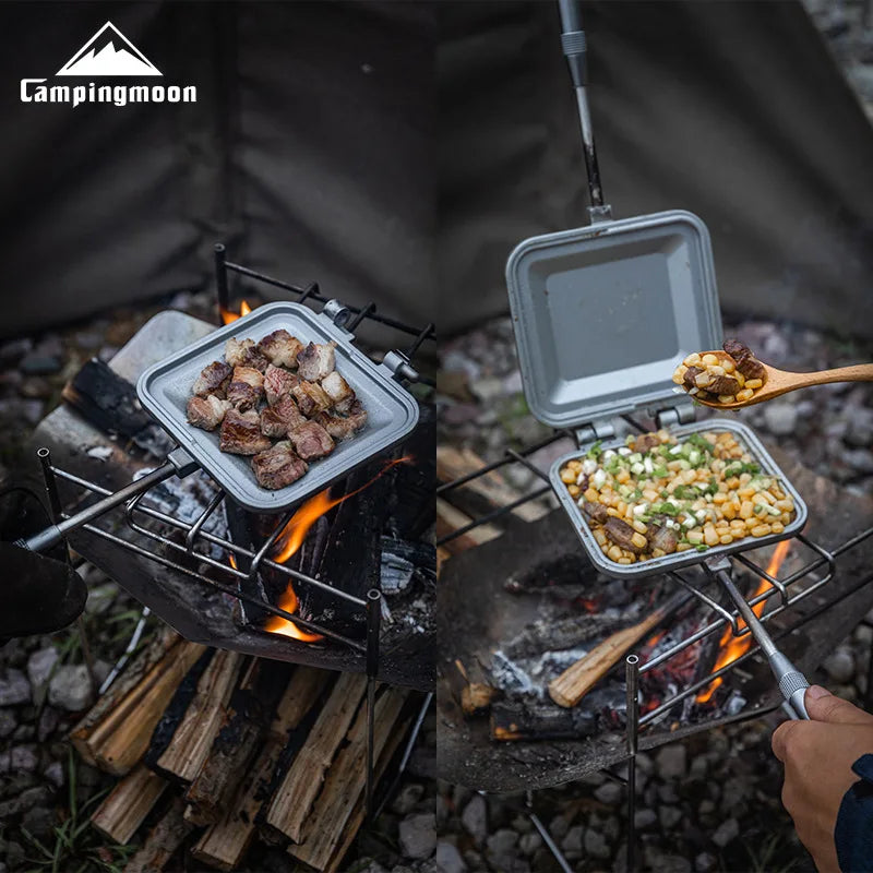 CAMPINGMOON Sandwich Baking Tray, Double-sided, Non Stick to Toast, Bread, Multi-purpose Camping Breakfast Baking Tray