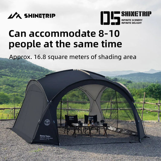 ShineTrip Outdoor Silver Coated Canopy Rainproof And Sunscreen Self-driving PU3000MM Waterproof Camping Sunshade Tent Dome