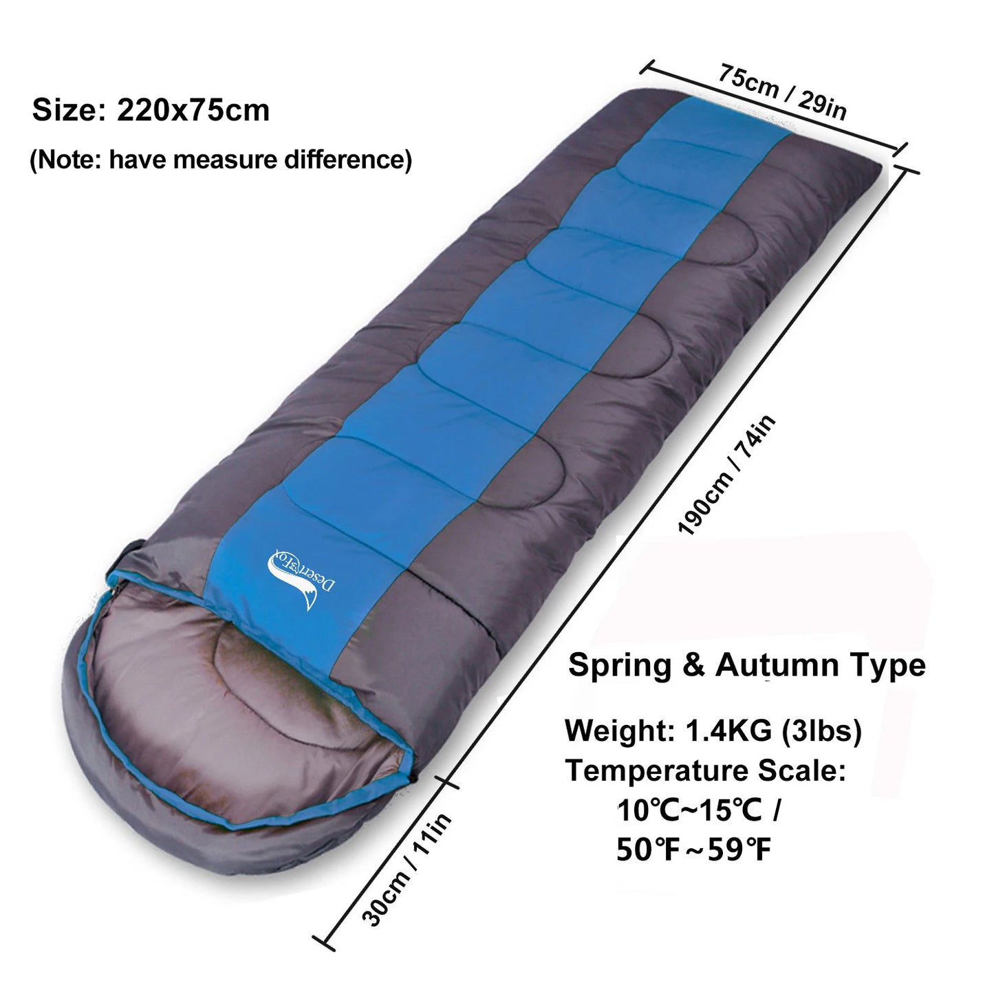 Desert&Fox Camping Sleeping Bag Lightweight 4 Season Warm & Cold Envelope Backpacking Sleeping Bag for Outdoor Traveling Hiking