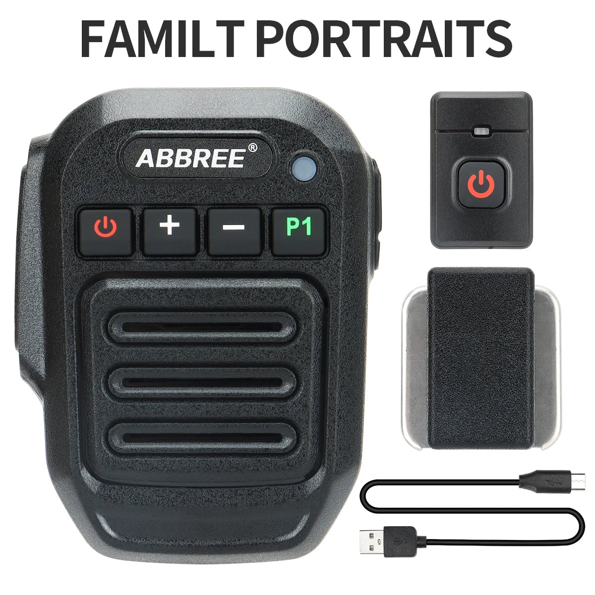 ABBREE Wireless Bluetooth Speaker Microphone Handheld Mic Type-C High Power Baofeng UV-5RH 21 Quansheng UV-K5(8) Walkie Talkie