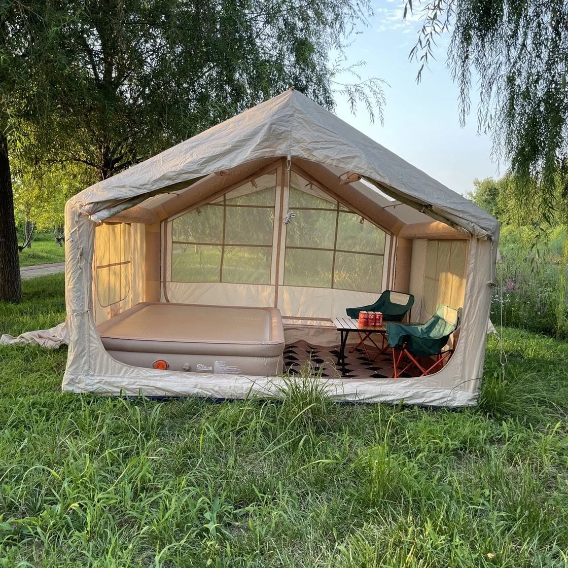 75 Square Feet Inflatable Tent with Chimney Stack,Thickened Waterproof Fabric Air Tent for Camping,Windproof