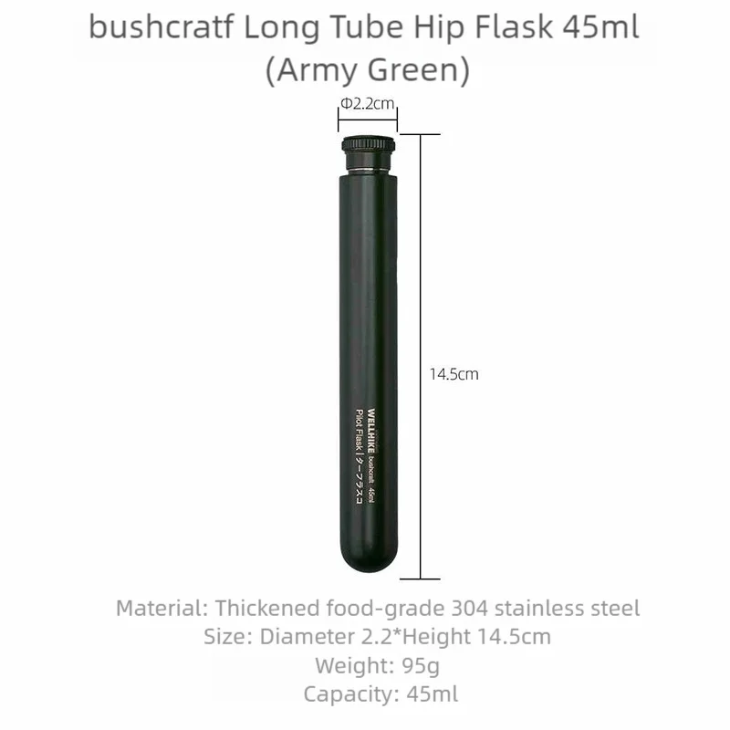 WELLHIKE Outdoor Long Tube Small Wine Pot 45ml Portable BC Camping Alcohol Coffee Bean Fuel Sealed Jar