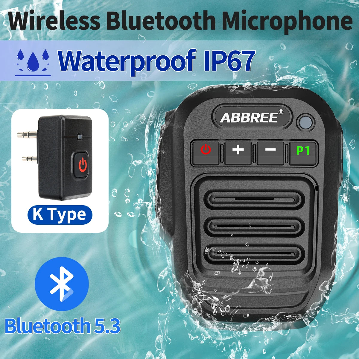 ABBREE Wireless Bluetooth Speaker Microphone Handheld Mic Type-C High Power Baofeng UV-5RH 21 Quansheng UV-K5(8) Walkie Talkie