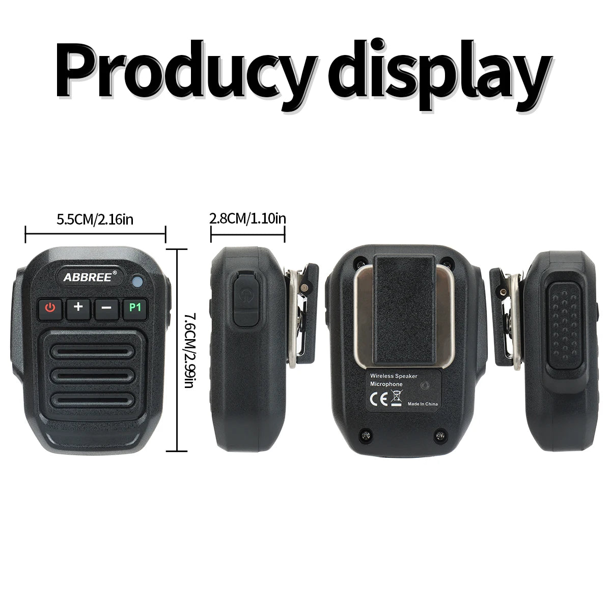 ABBREE Wireless Bluetooth Speaker Microphone Handheld Mic Type-C High Power Baofeng UV-5RH 21 Quansheng UV-K5(8) Walkie Talkie