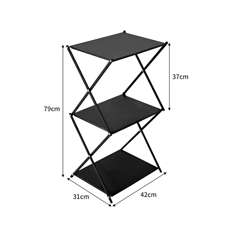 TARKA Camping New Storage Rack Three-Layer Folding Portable Storage Rack For Picnics Barbecue Storage Rack Multifunctional Shelf