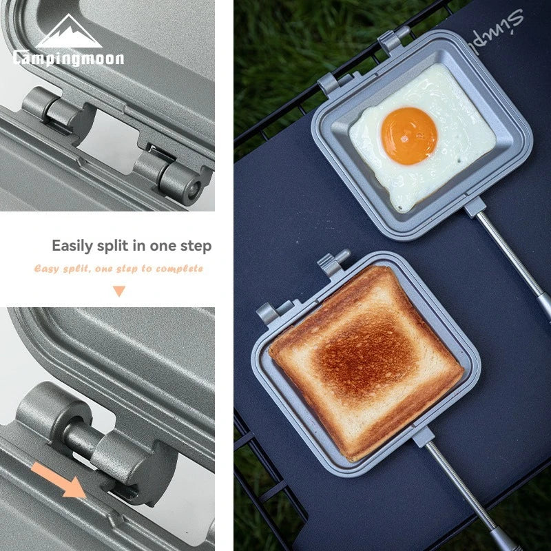 CAMPINGMOON Sandwich Baking Tray, Double-sided, Non Stick to Toast, Bread, Multi-purpose Camping Breakfast Baking Tray