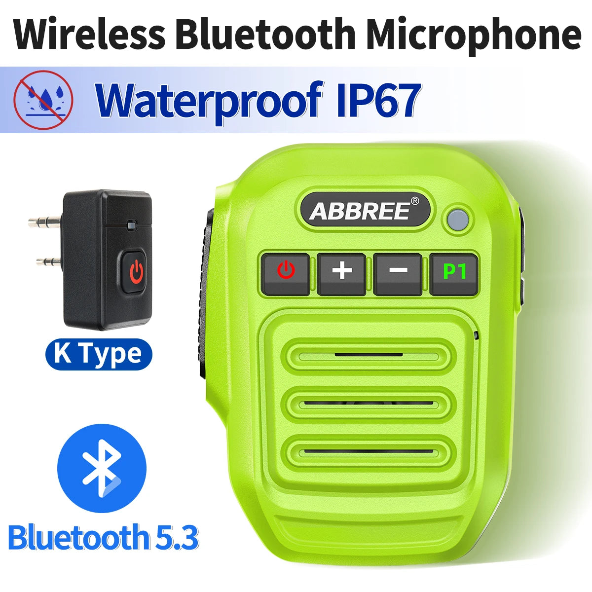 ABBREE Wireless Bluetooth Speaker Microphone Handheld Mic Type-C High Power Baofeng UV-5RH 21 Quansheng UV-K5(8) Walkie Talkie