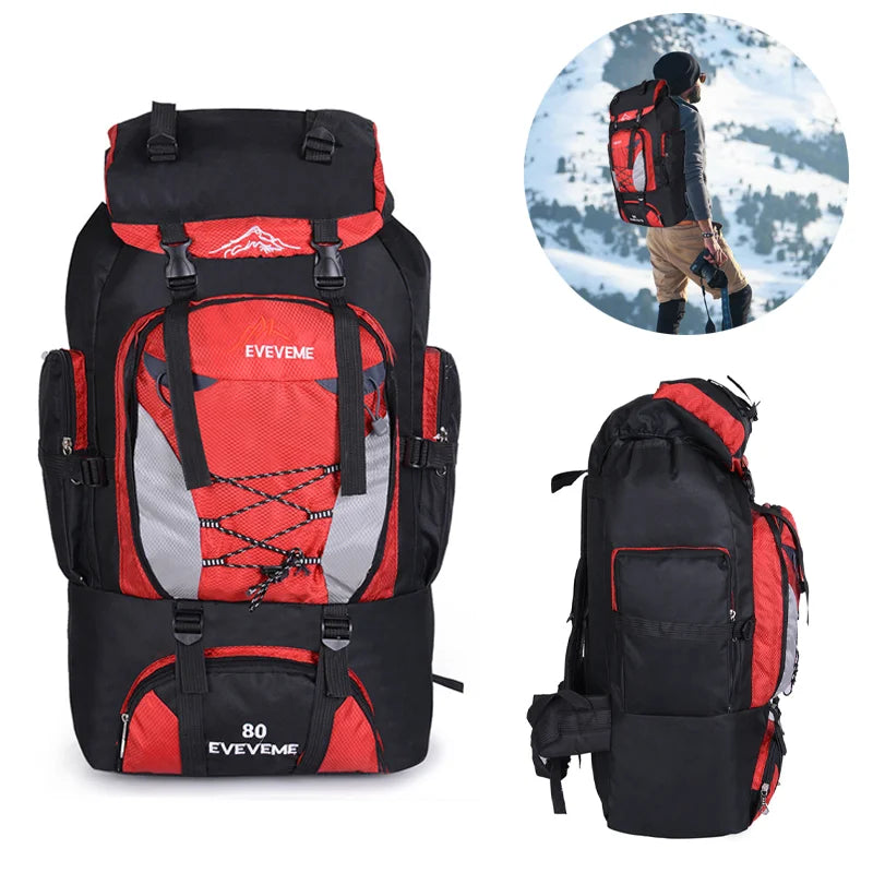 80L Camping Hiking Backpack Bag Outdoor Sports Bags Travel Waterproof Shoulder Men Climbing Mountaineering Fishing Rucksack