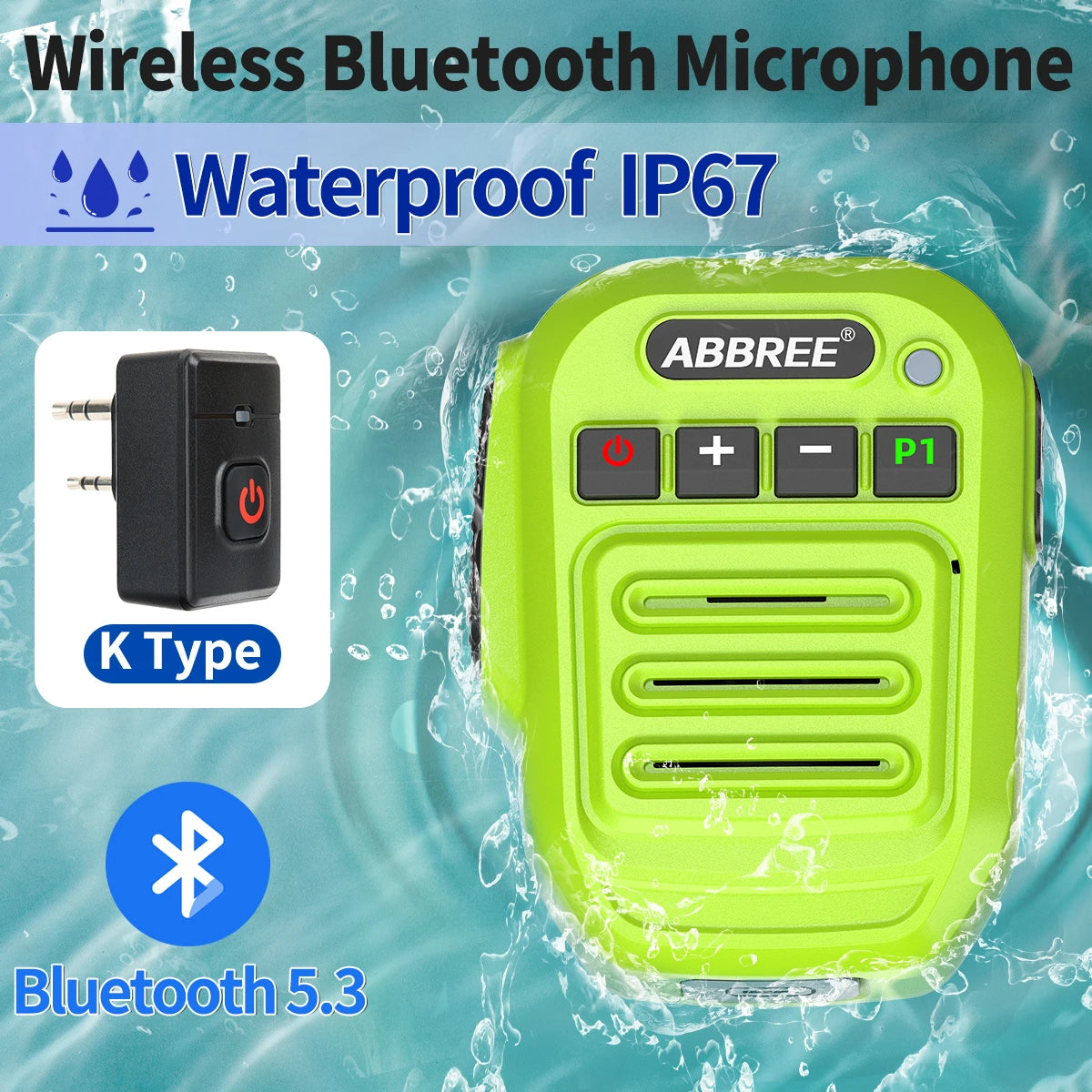 ABBREE Wireless Bluetooth Speaker Microphone Handheld Mic Type-C High Power Baofeng UV-5RH 21 Quansheng UV-K5(8) Walkie Talkie