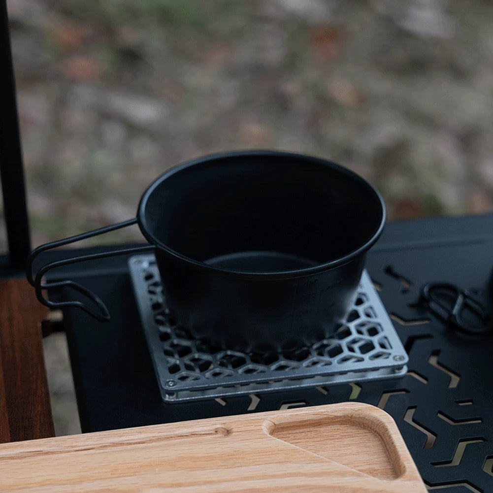 WELLHIKE Double Layer Camping Insulation Mat Aluminum Alloy Outdoor Square Coaster Metal Tableware Mat Supplies for Hot Dish Pot