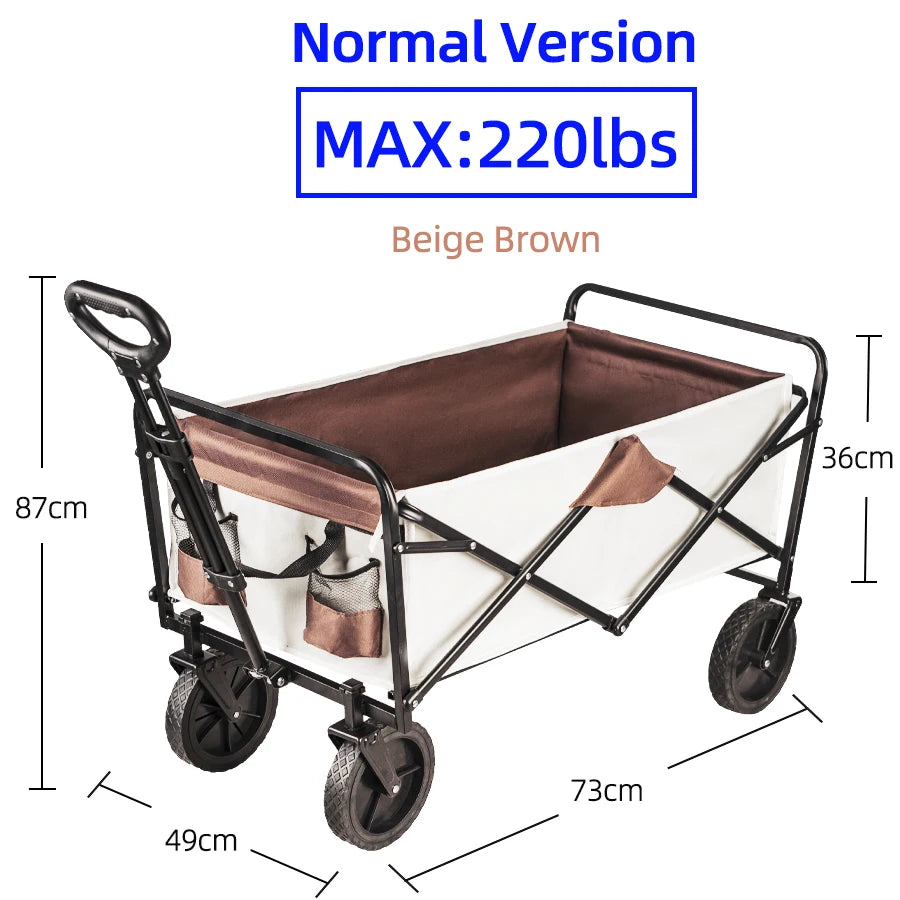 Collapsible Folding Utility Beach Cart Wagon Heavy Duty Large Capacity Fold Wagon Ourdoor Trolley Portable Garden Camping Cart